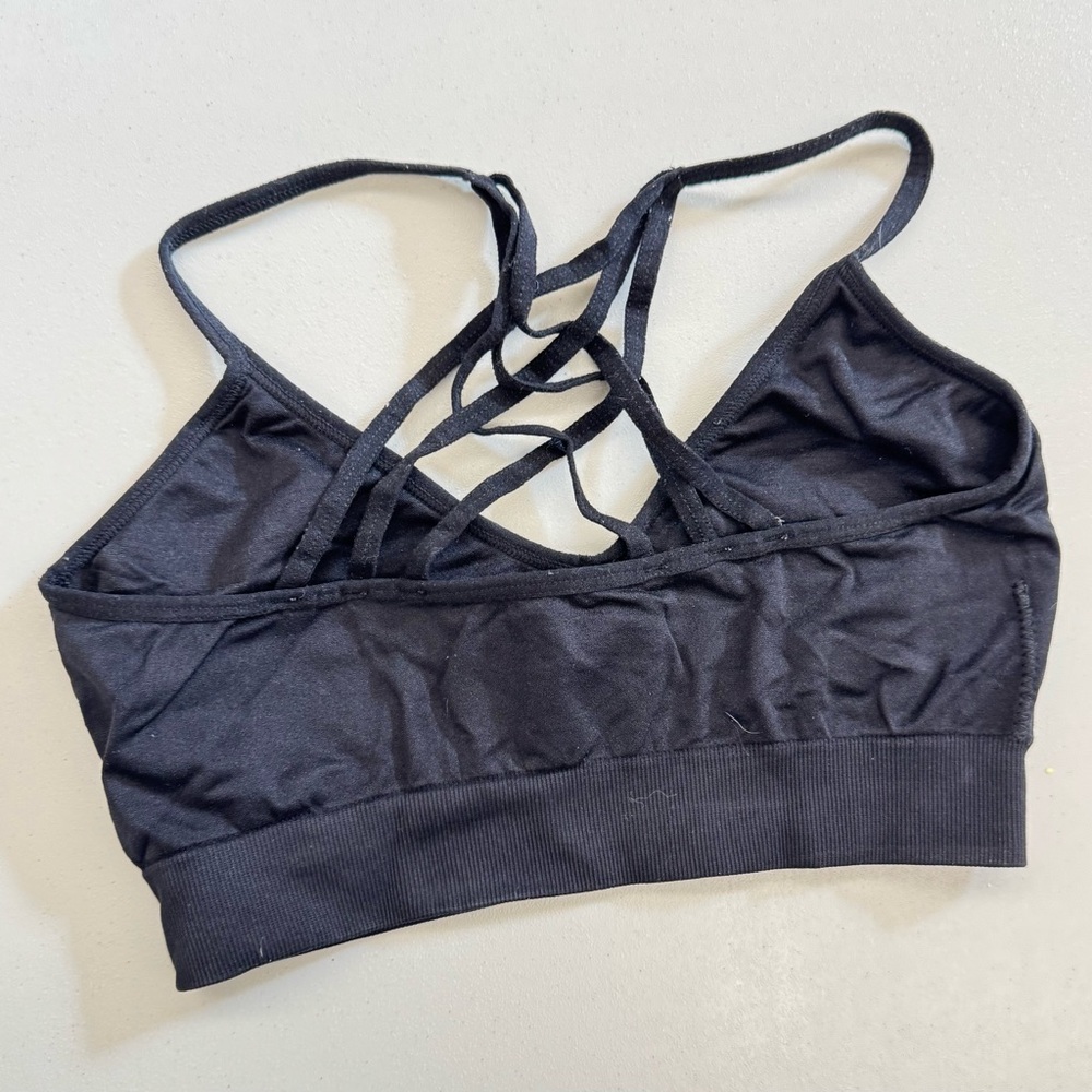 Fabletics Athletic Black Strappy Sports Bra size medium